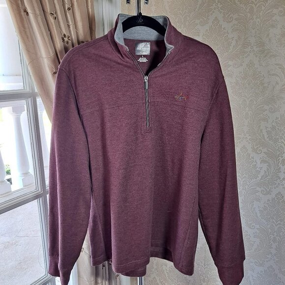 Greg Norman for Tasso Ella Size Large Heathered Maroon 1/4 Zip Pullover EUC - Picture 1 of 9